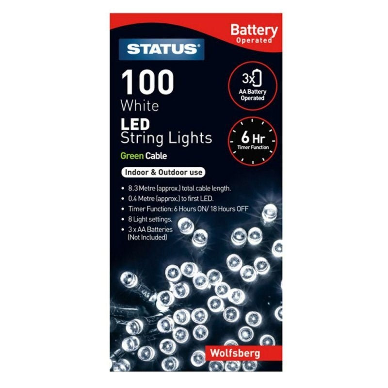 100 White LED String Lights