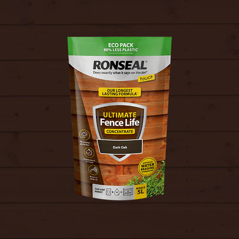 Ronseal 950ml Ultimate Fence Life Concentrate Pouch, Dark Oak