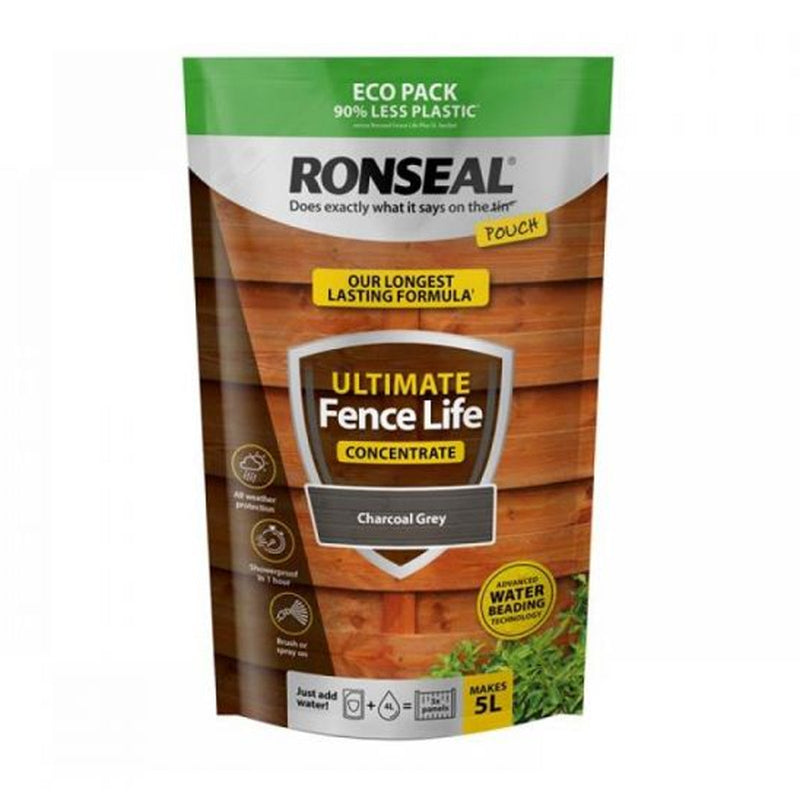 Ronseal 950ml Ultimate Fence Life Concentrate Pouch, Charcoal Grey