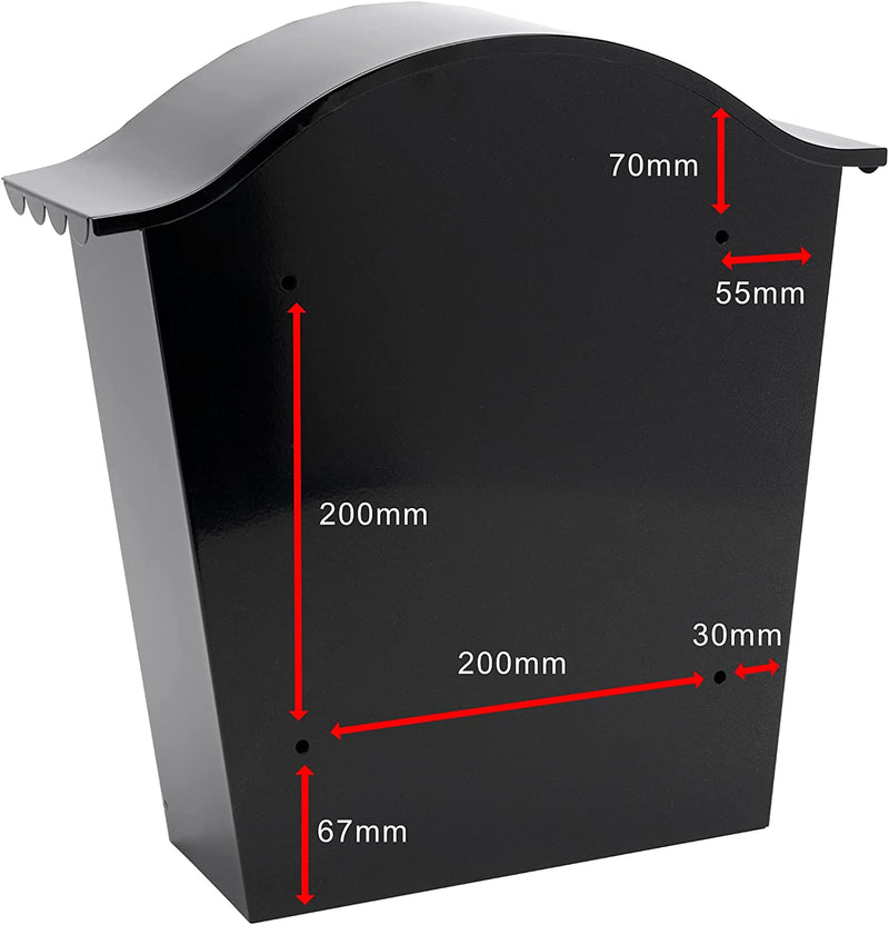 Sterling Classic Galvanised Steel Wall Mounted Postbox, Black