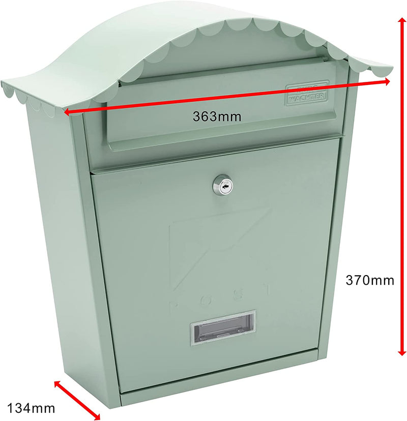 Sterling Classic Galvanised Steel Wall Mounted Postbox, Chartwell Green