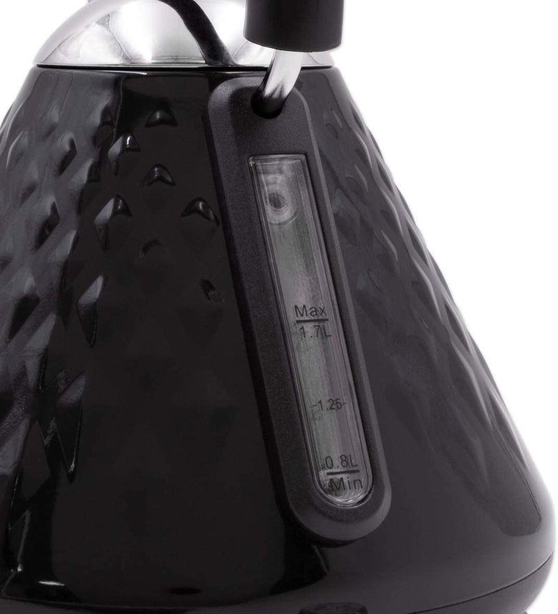 Quest 1.7L 3kW Diamond Cut Pyramid Kettle, Black