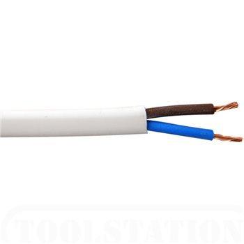 0.5mm 2 Core PVC Flex Cable White Round 2182Y - 25m