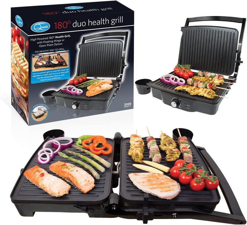 Quest Twin Duo 180° Panini Press and Flat Health Grill, Black/Silver