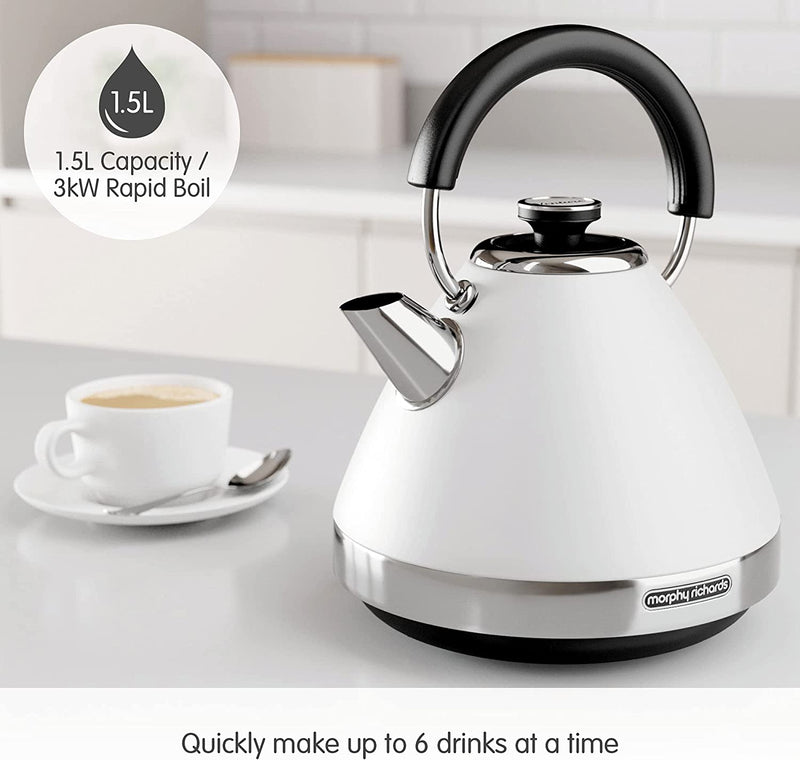 Morphy Richards Venture 1.5L Pyramid Kettle, Matt White