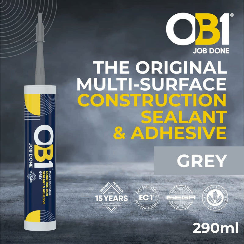 OB1 290ml Multi-Surface Construction Sealant & Adhesive, Grey