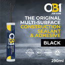 OB1 290ml Multi-Surface Construction Sealant & Adhesive, Black