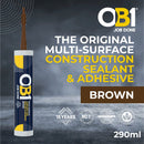 OB1 290ml Multi-Surface Construction Sealant & Adhesive, Brown