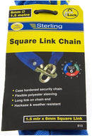 Sterling Manganese Steel Square Link Security Chain, 150cm x 8mm