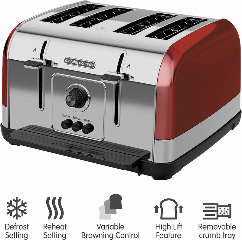 Morphy Richards Venture 4 Slice Toaster, Red