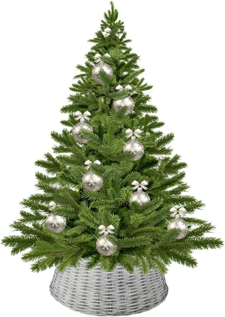 Christmas Workshop Christmas Tree Skirt 70cm Dia x 28cm High, Stylish Glittery Grey Willow