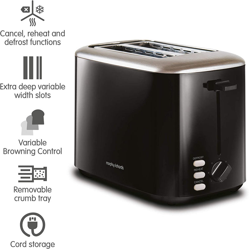 Morphy Richards Equip 2 Slice Toaster, Black