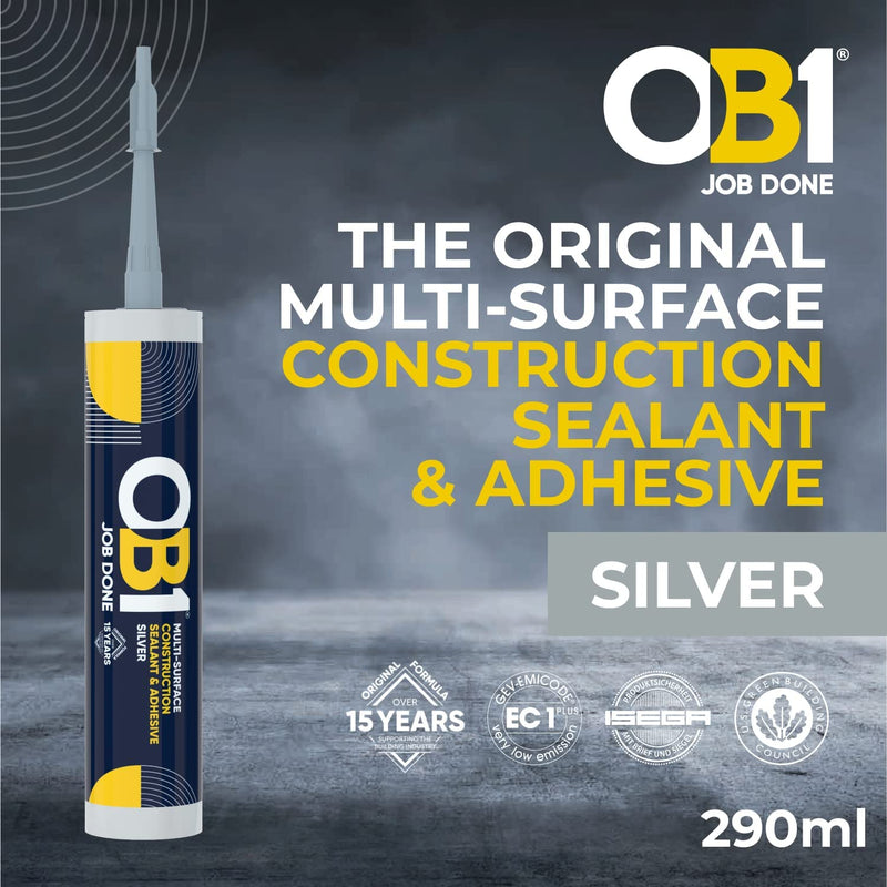 OB1 290ml Multi-Surface Construction Sealant & Adhesive, Silver