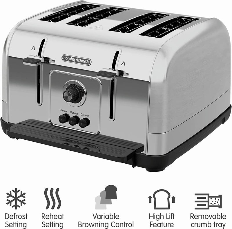 Morphy Richards Venture 4 Slice Toaster, Stainless Steel