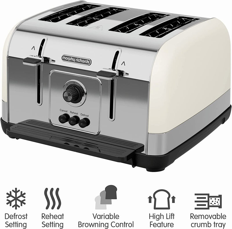 Morphy Richards Venture 4 Slice Toaster, Matt Cream