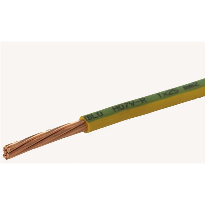 Earth Green Yellow 2.5mm 7 Strand 24A Single Core 6491B LSZH (Low Smoke Zero Halogen) Round Power Insulated Conduit Wire - 5m