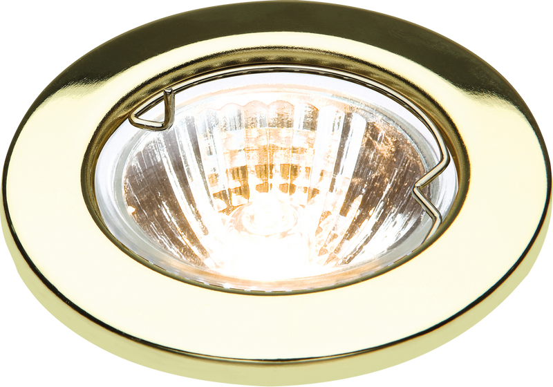 Knightsbridge IP20 12V 50W max. L/V Brass Downlight with Bridge