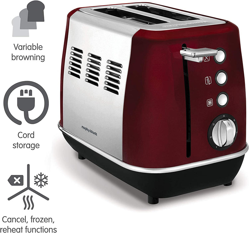 Morphy Richards Evoke 2 Slice Toaster, Red