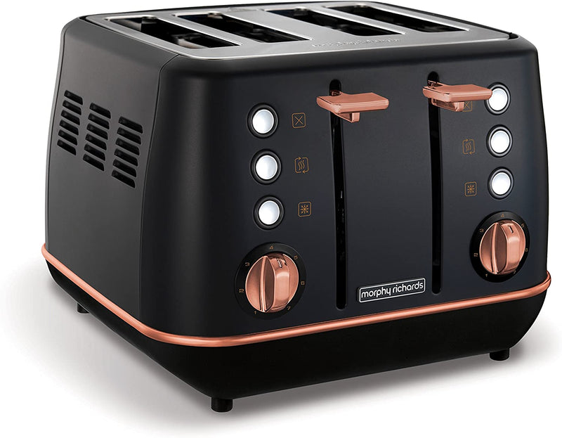 Morphy Richards Evoke 4 Slice Toaster, Rose Gold & Black