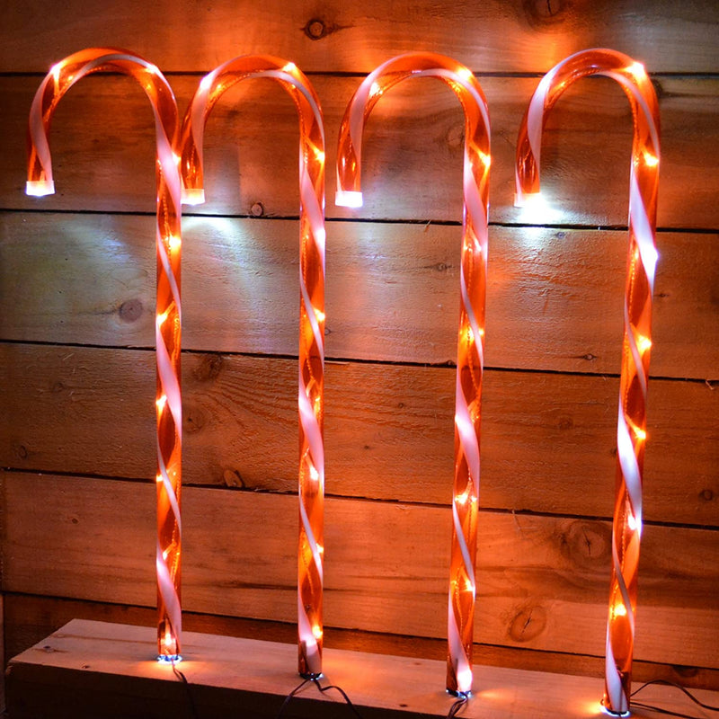 Premier Decorations 62cm 4 Piece Candy Cane Christmas  Path Lights, Red