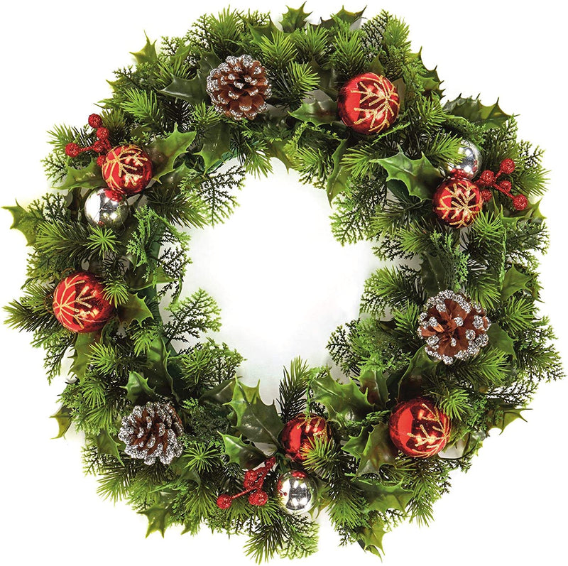 Premier Decorations 45cm Baubles Cone Wreath