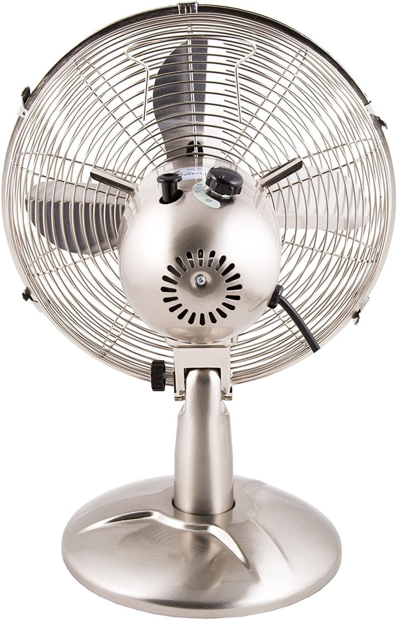 Xpelair Classic 12 Portable Desk Fan, Brushed Chrome