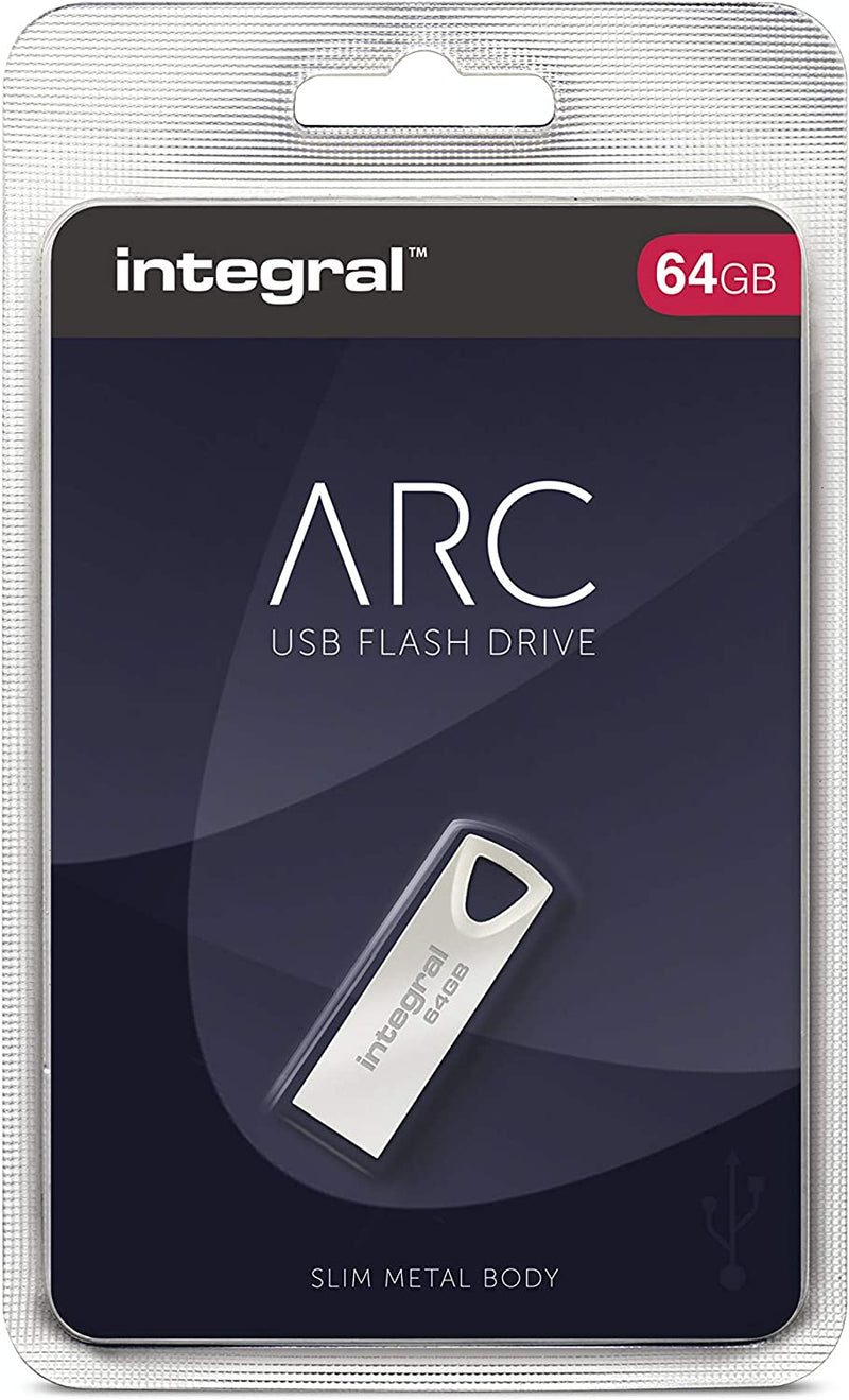 Integral Metal ARC 2.0 USB Flash Drive, 64GB