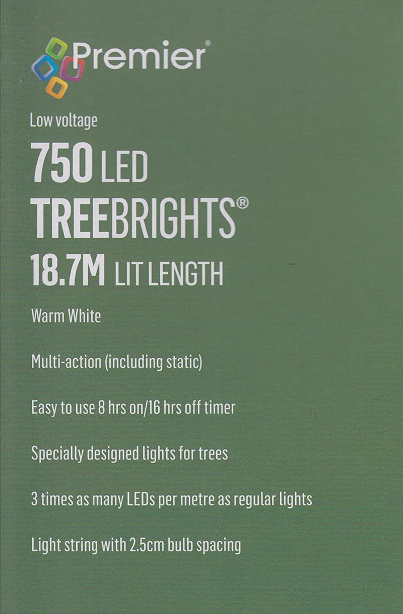 Premier Decorations 750 LED Multi Action TreeBrights, Warm White