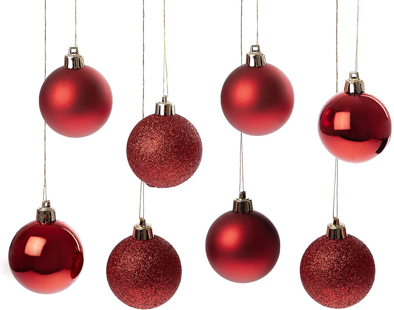 Premier Decorations 24 x 60mm Multi Finish Balls, Red