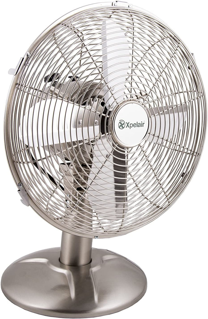 Xpelair Classic 12 Portable Desk Fan, Brushed Chrome