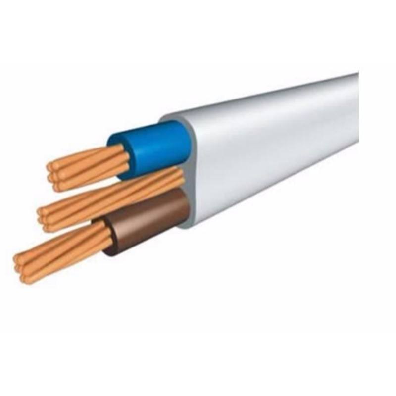 Grey 4mm 32A Brown Blue Twin & Earth (T&E) 6242Y Flat PVC Harmonised Lighting Power Cable - 1m