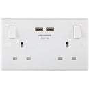 BG 2G + 2 USB (3.1A) Charger 13A Switched Socket - White Round Edge