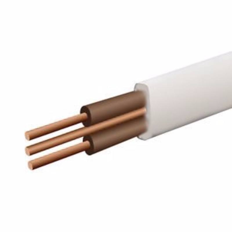 White 1.5mm 18A Twin Brown Twin & Earth (T&E) 6242B Flat LSZH (Low Smoke Zero Halogen) PVC Harmonised Lighting Power Cable - 25m