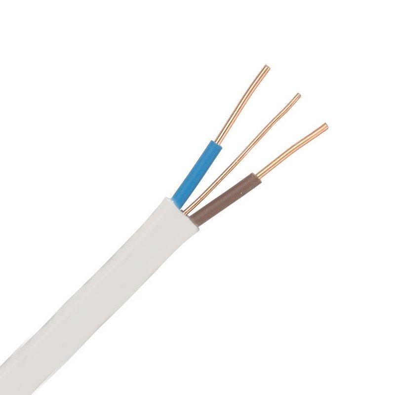 White 4mm 40A Brown Blue Twin & Earth (T&E) 6242B Flat LSZH (Low Smoke Zero Halogen) PVC Harmonised Lighting Power Cable - 25m