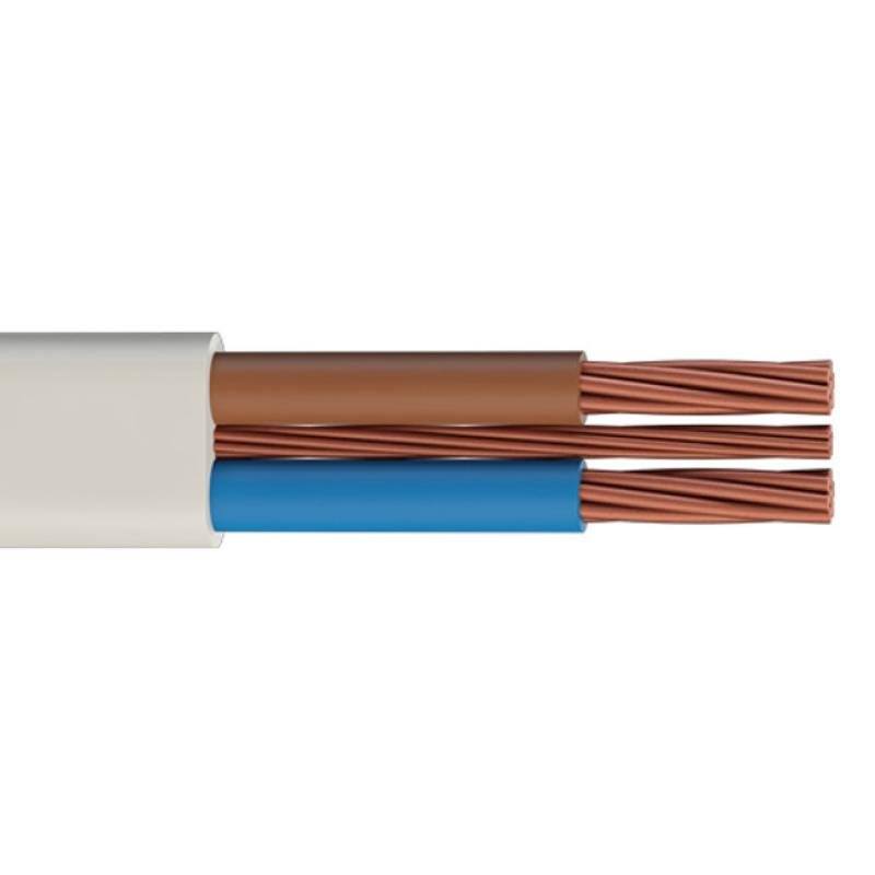 White 6mm 46A Brown Blue Twin & Earth (T&E) 6242B Flat LSZH (Low Smoke Zero Halogen) PVC Harmonised Lighting Power Cable - 25m