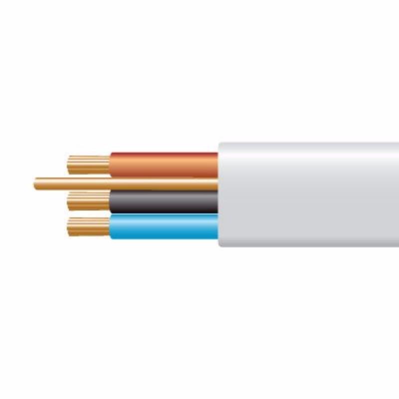 White 1.5mm 16A Brown Black Grey Three Core & Earth 6243B Flat LSZH (Low Smoke Zero Halogen) Harmonised Lighting Power Cable - 25m