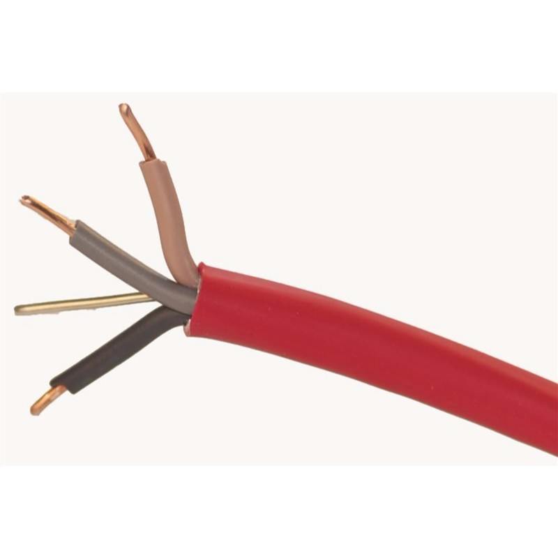 Red 1.5mm 16A Brown Black Grey Three Core & Earth 6243Y Flat PVC/PVC Harmonised Lighting Power Cable - 5m