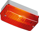 Knightsbridge 230V IP65 100W max E27 Bulkhead with Red Prismatic Diffuser and Aluminium Base