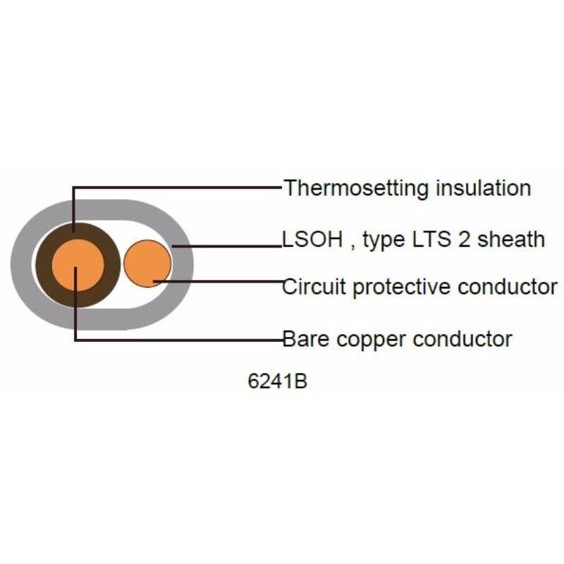 White 1.5mm 16A Blue Single Core & Earth 6241B Flat LSZH (Low Smoke Zero Halogen) Harmonised Lighting Power Cable - 25m