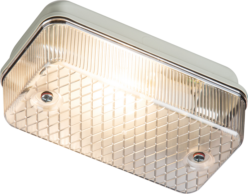 Knightsbridge 230V IP65 100W max (ES) E27 Bulkhead with Clear Prismatic Diffuser and Aluminium Base