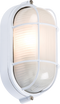 Knightsbridge 230V IP54 60W White Oval Bulkhead with Wire Guard and Glass Diffuser