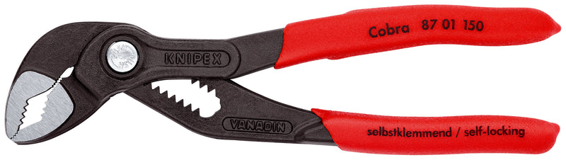 Knipex 87 01 150 Cobra® High-tech Water Pump Pliers with non-slip plastic coating grey atramentized 150 mm