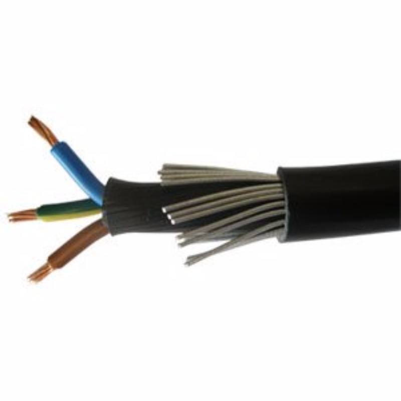 4mm 3 Core 42A Brown Blue Green Yellow Irish 6943X Steel Wire Armoured SWA Outdoor Mains Power Cable - 1m