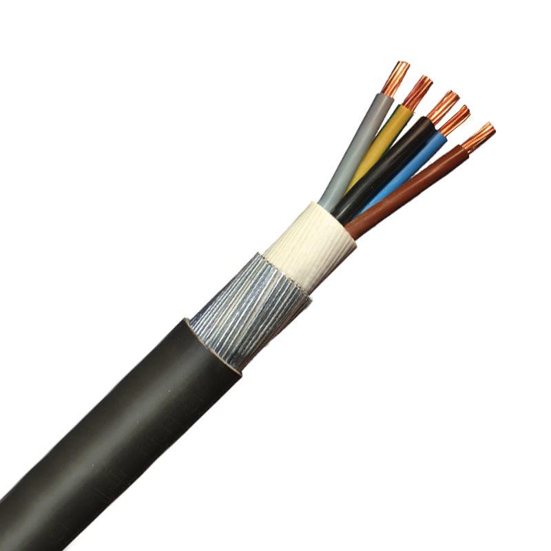 1.5mm 5 Core 23A Brown Black Grey Blue Green Yellow 6945X Steel Wire Armoured SWA Outdoor Mains Power Cable - 10m