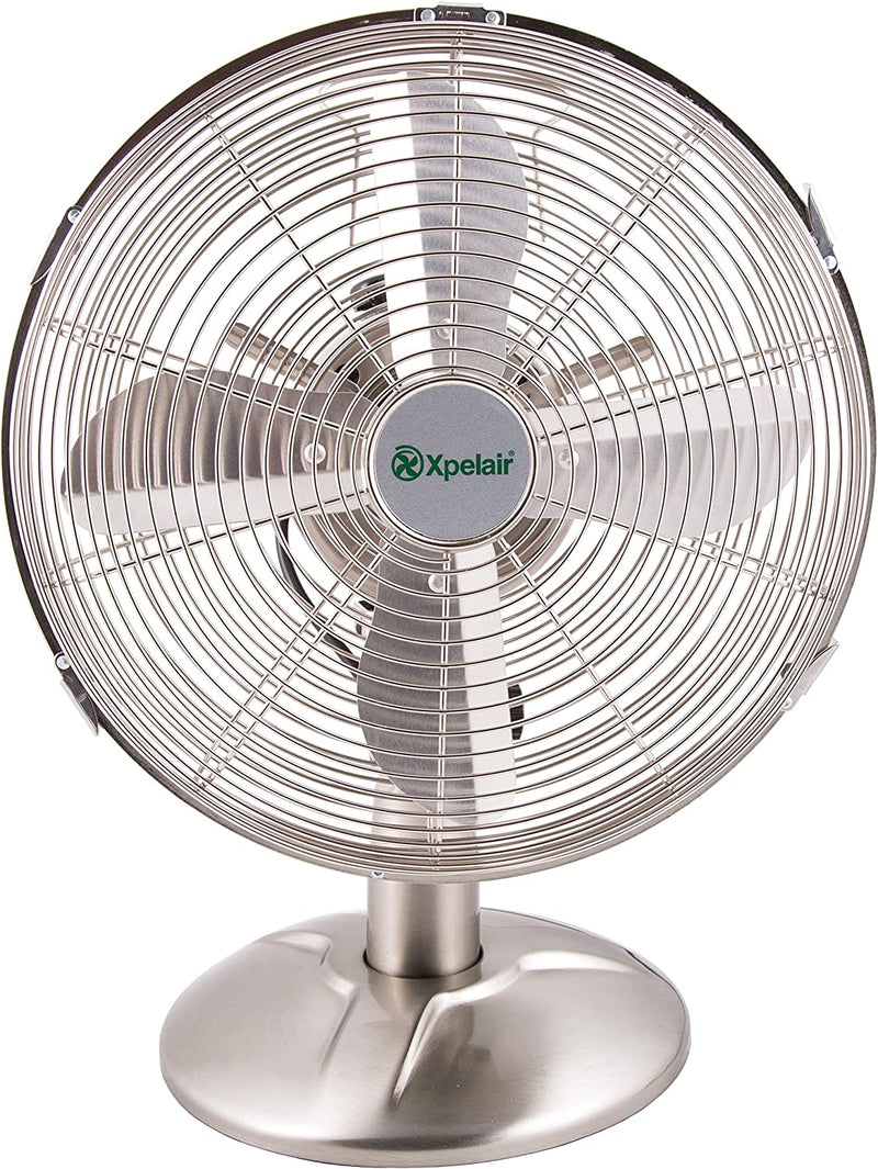 Xpelair Classic 12 Portable Desk Fan, Brushed Chrome