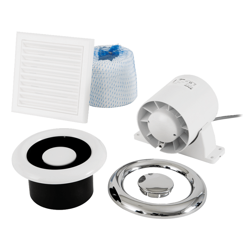 Xpelair Airline Inline Extract Fan with Ducting and Grilles