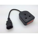 Deluxe IEC C14 Male to 13A 1 Gang UK Mains Socket Adapter - 1m