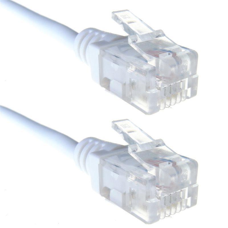 High Speed White RJ11 to RJ11 ADSL Telephone Broadband Modem Computer Cable - 2m