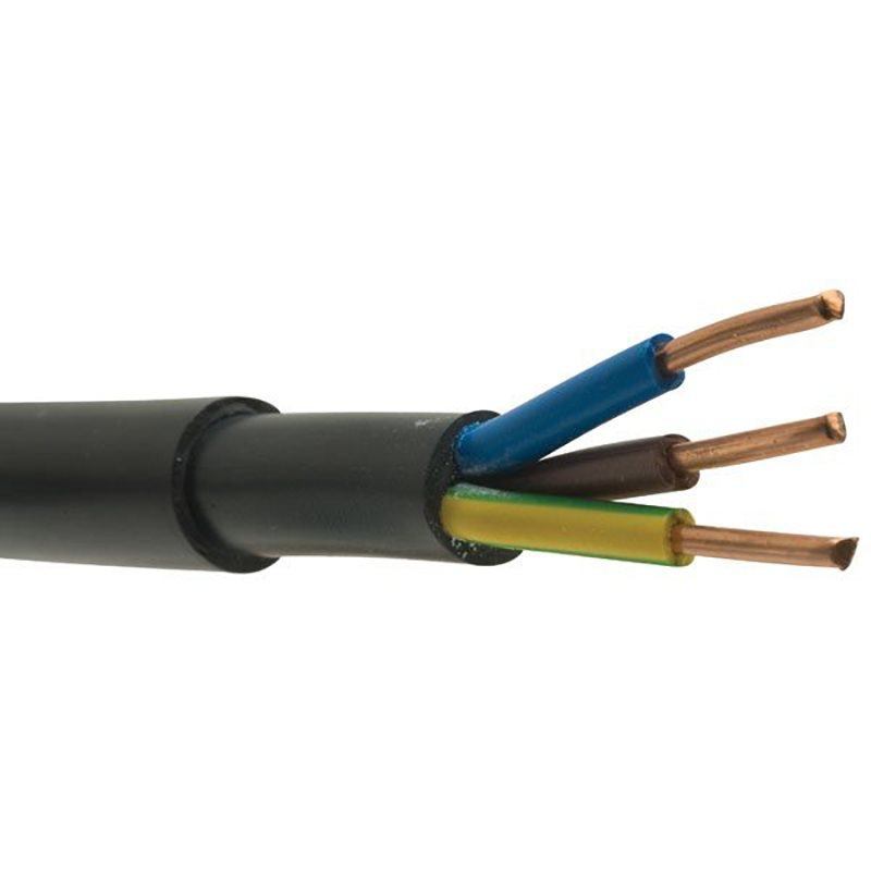 Black 4mm 34A 3 Core Brown Blue Green & Yellow 600 to 1000V Rated NYY-J Hi Tuff Outdoor Cable - 10m