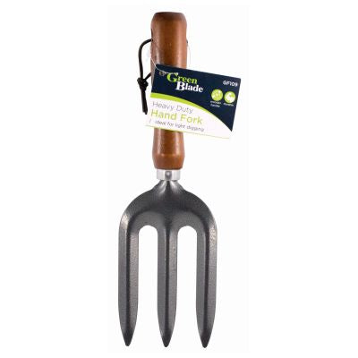 Green Blade Heavy Duty Hand Fork With Wooden Handle